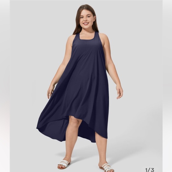 HALARA Breezeful Backless Racerback High Low Midi Quick dry casual dress Size 2X - Picture 1 of 14
